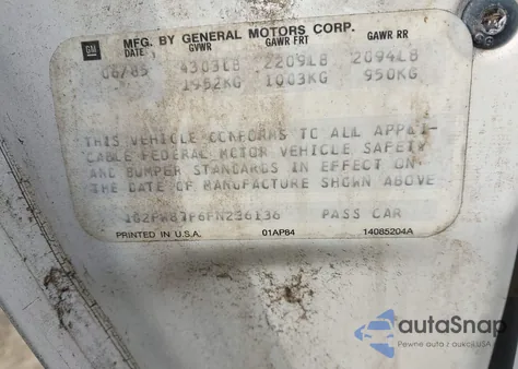 1985 Pontiac Firebird Trans Am from USA, damaged, VIN 1G2FW87F6FN236136